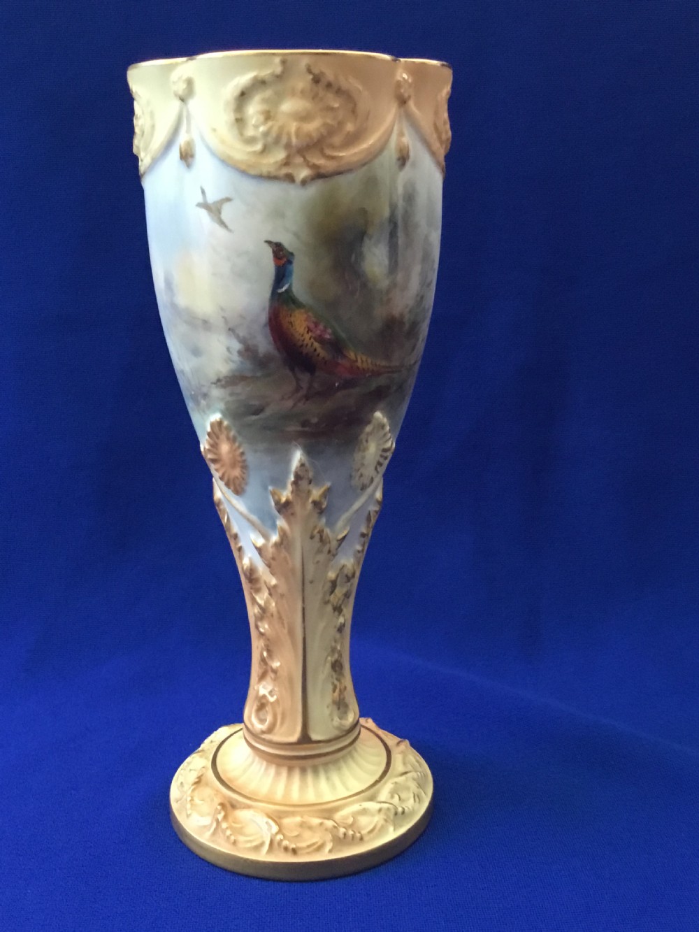 Royal Worcester goblet, pheasants by James Stinton
