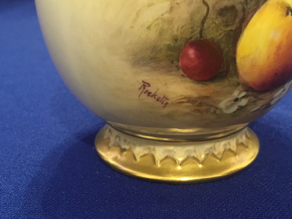 Royal Worcester painted fruit pot pourri vase and lid View III