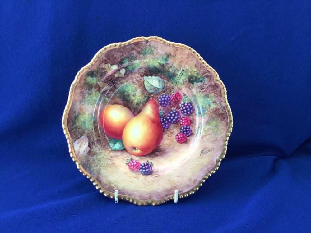 Royal Worcester painted fruit rope edge plate Freeman