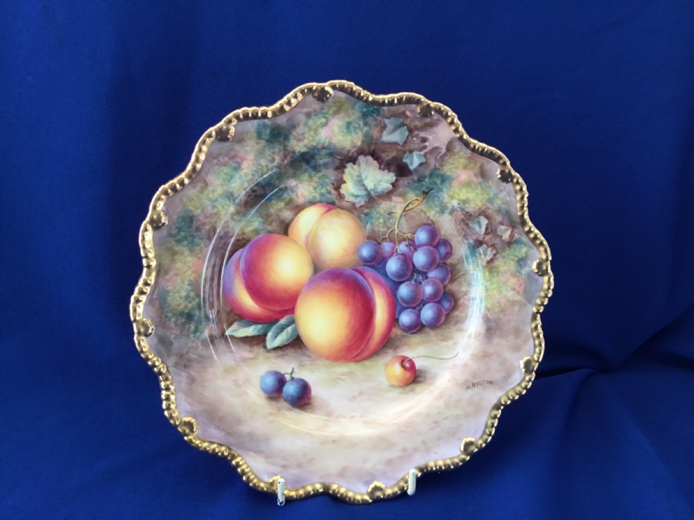 Royal Worcester painted fruit star edge plate by H Ayrton