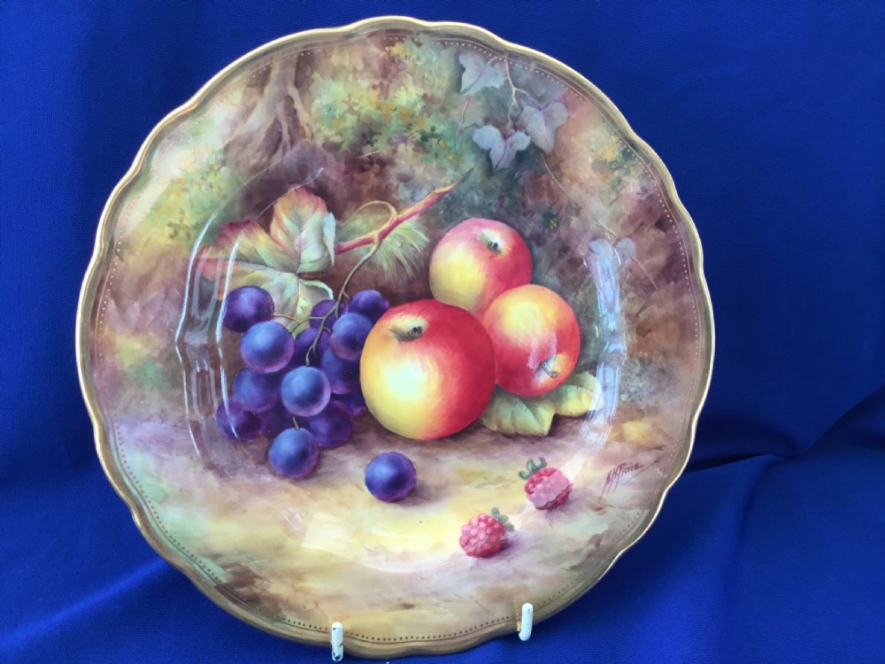 Royal Worcester painted fruit dessert plate by HH Price