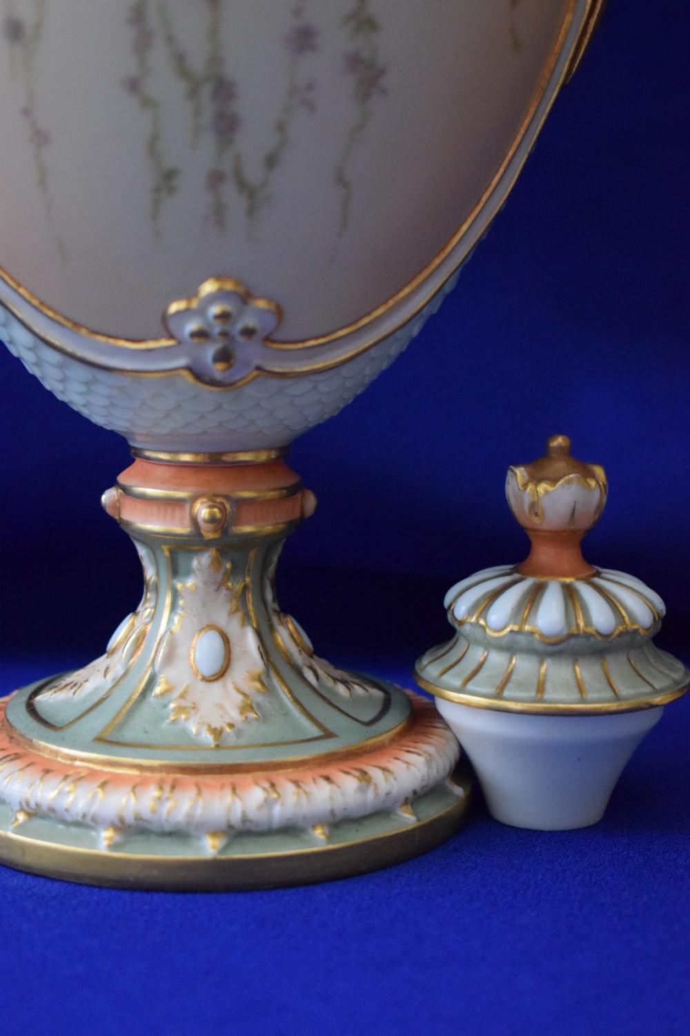 Royal Worcester pair of large artist signed floral vases. View X