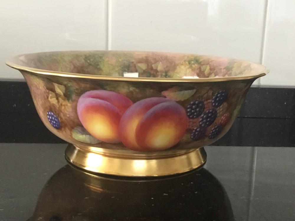 Royal Worcester painted fruit Bennett bowl by H Ayrton