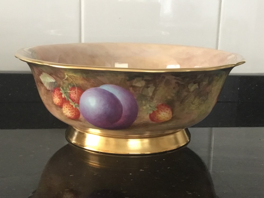 Royal Worcester painted fruit Bennett bowl by H Ayrton View II