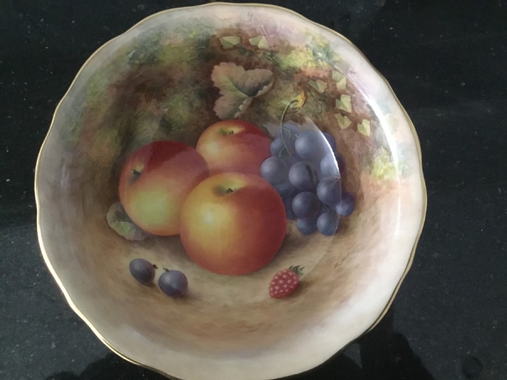 Royal Worcester painted fruit Bennett bowl by H Ayrton View III