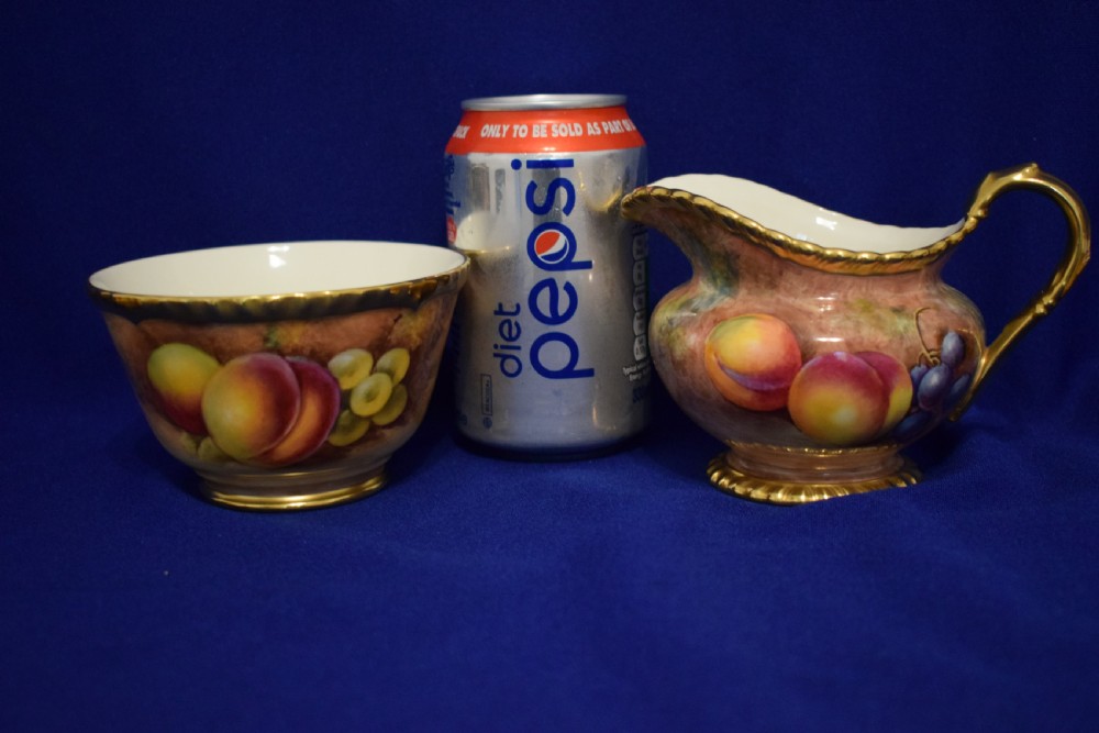 Royal Worcester painted fruit rope edge complete tea set for 6 people View V