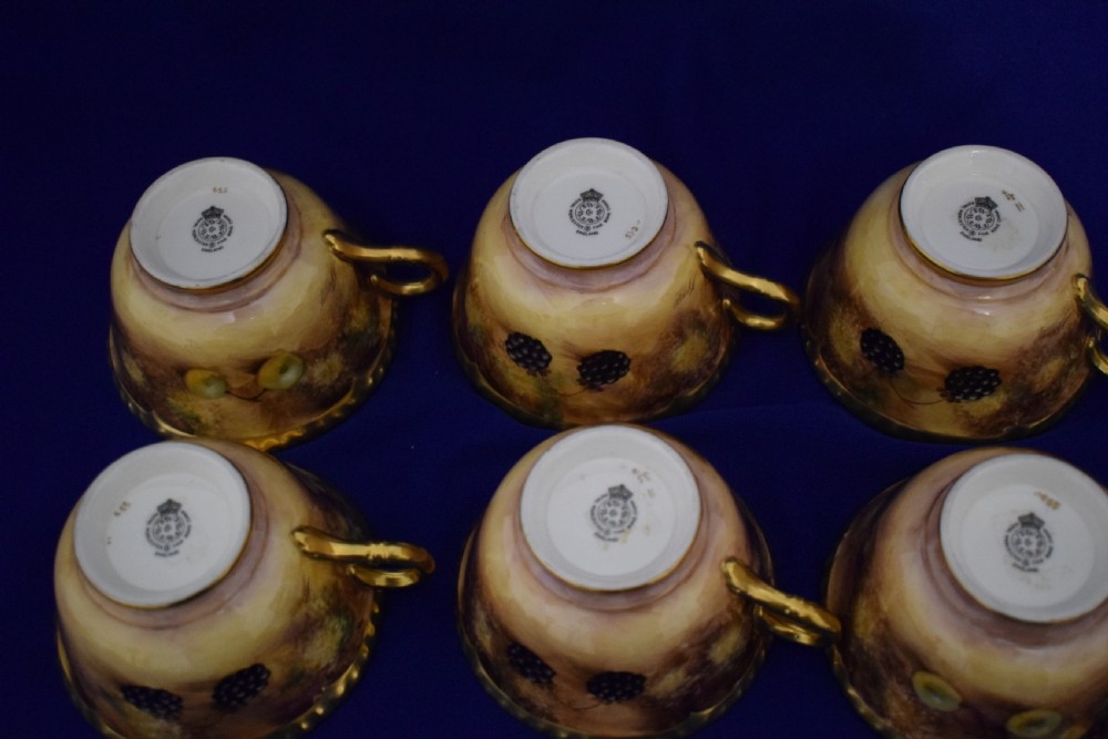 Royal Worcester painted fruit rope edge complete tea set for 6 people View VIII
