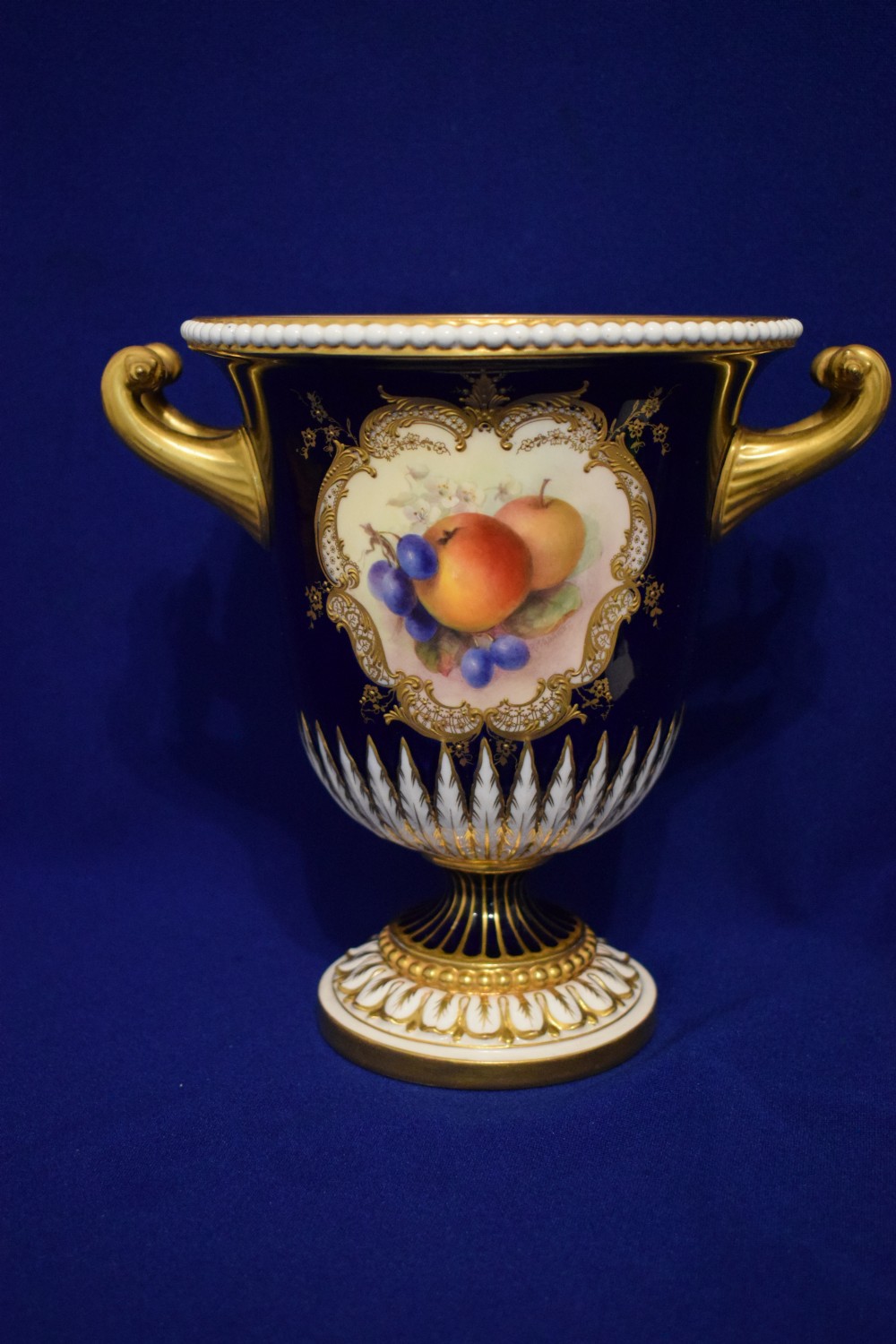 Royal Worcester painted fruit wine cooler by R Sebright