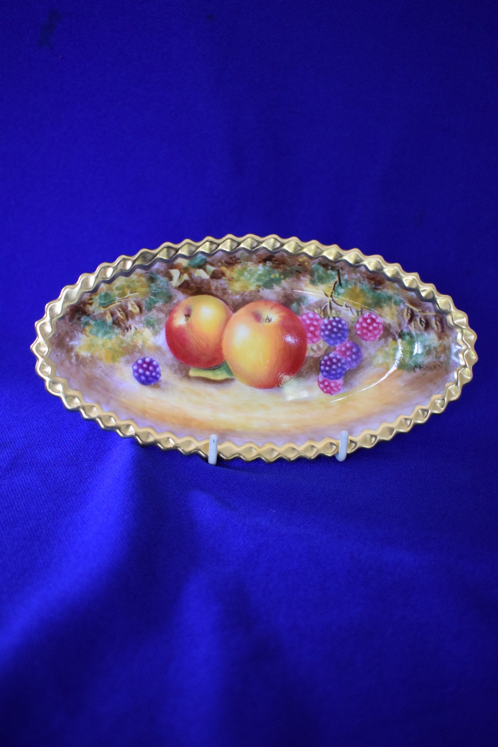 Royal Worcester painted fruit bon bon dish
