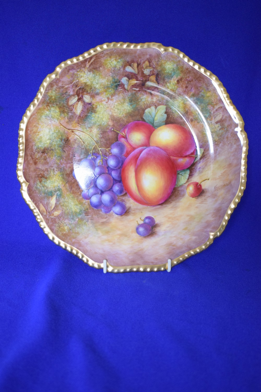Royal Worcester painted fruit large rope edge plate