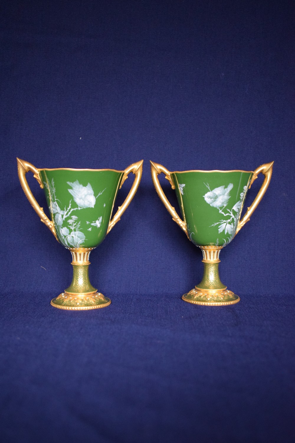 Royal Crown Derby pair of vases by Leroy