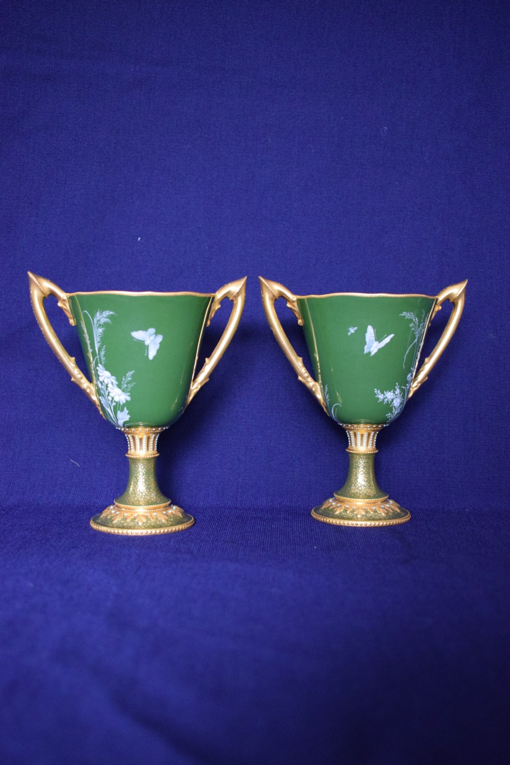 Royal Crown Derby pair of vases by Leroy View II