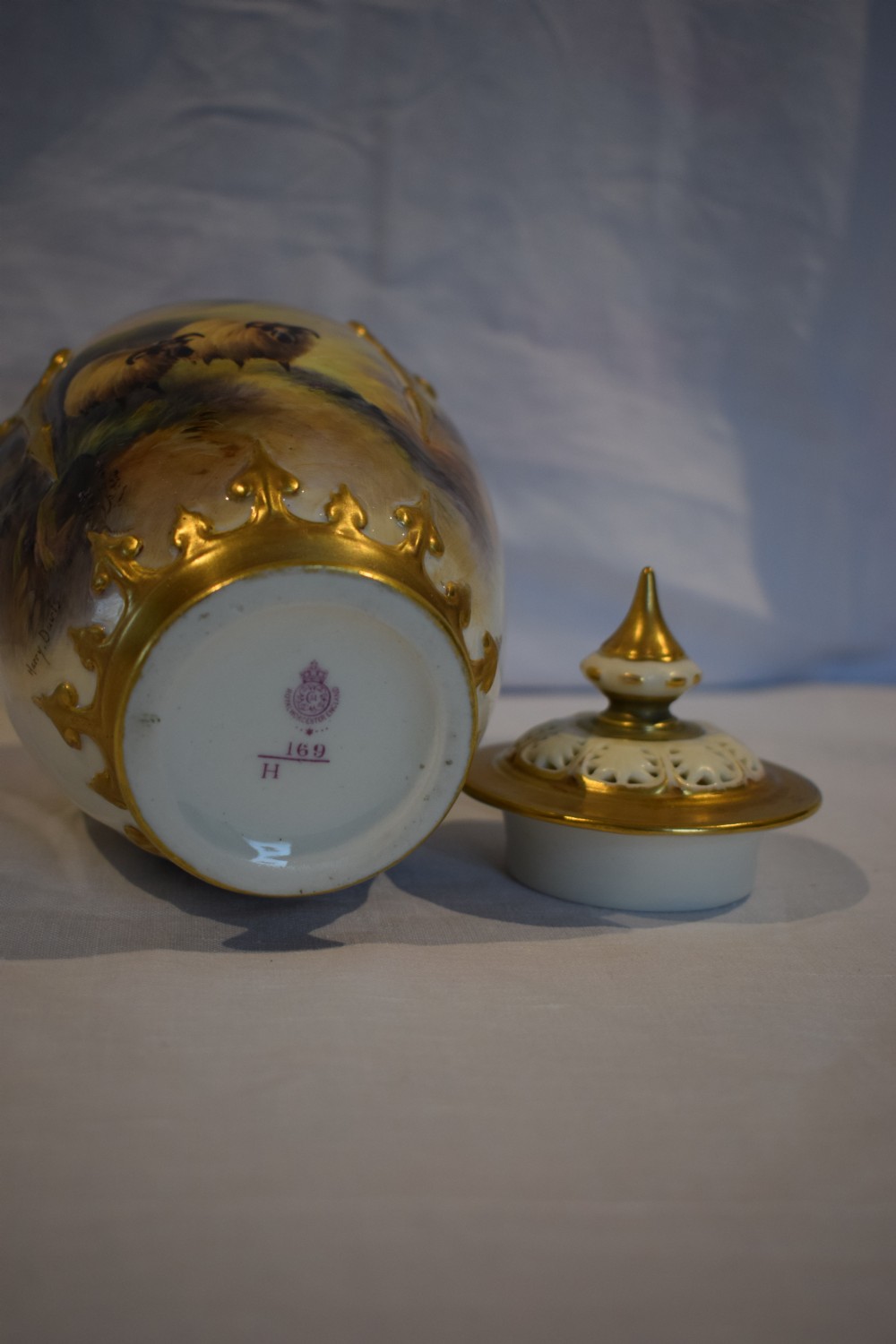 Royal Worcester pot pourri vase and cover by Harry Davis View V