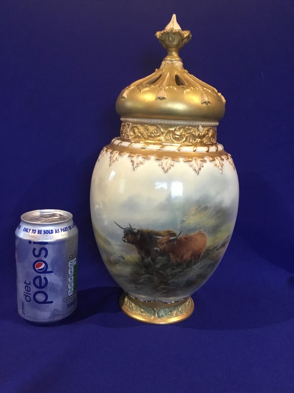 Royal Worcester 3 piece large size pot pourri vase by J Stinton View II