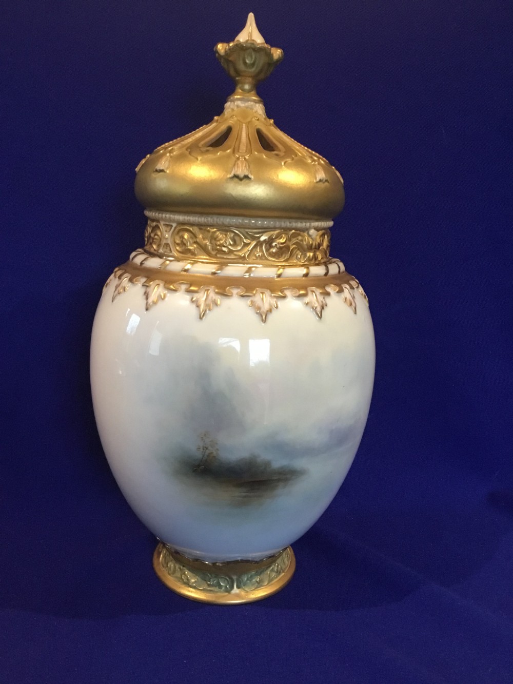 Royal Worcester 3 piece large size pot pourri vase by J Stinton View III