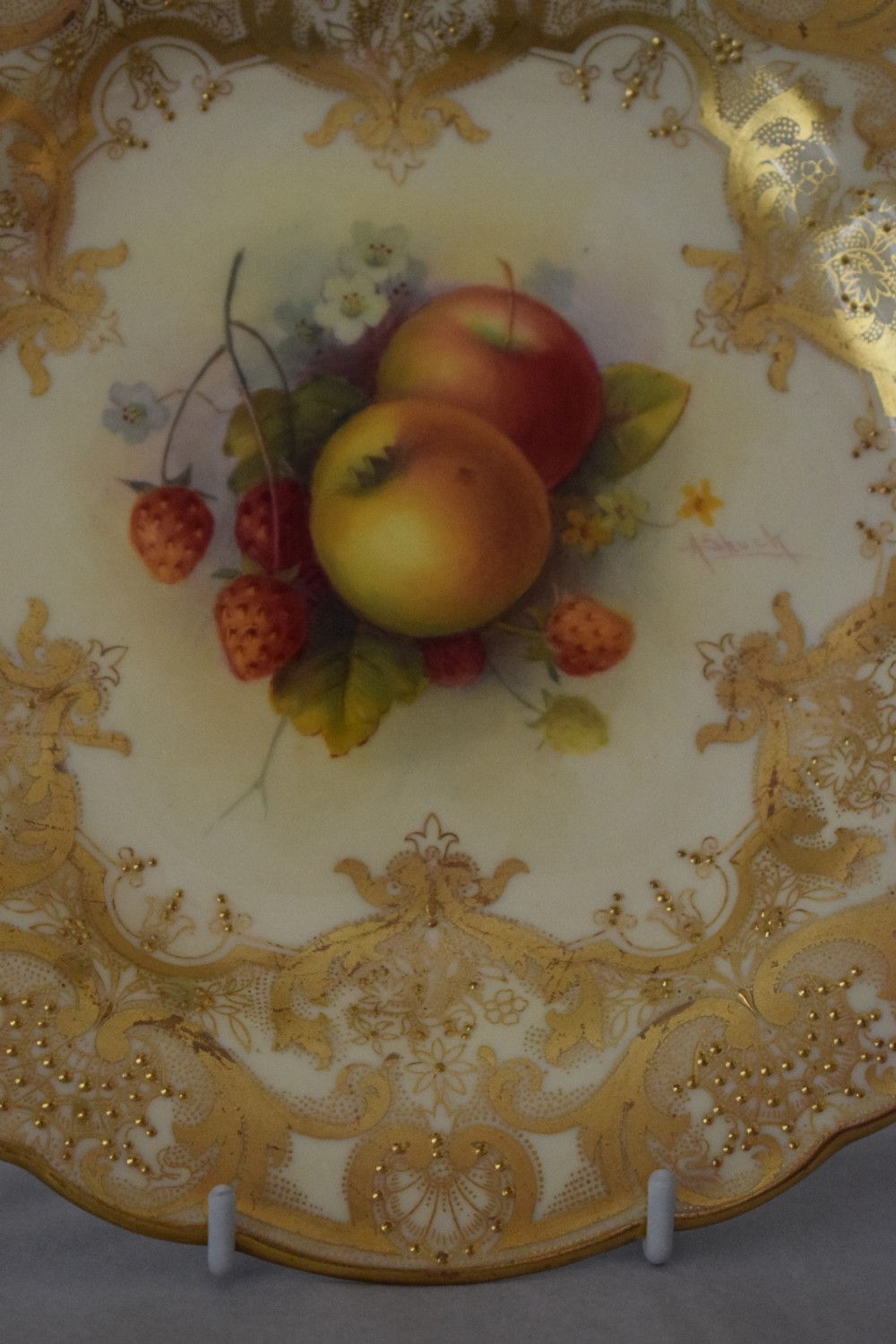 Royal Worcester painted fruit dessert plate View II