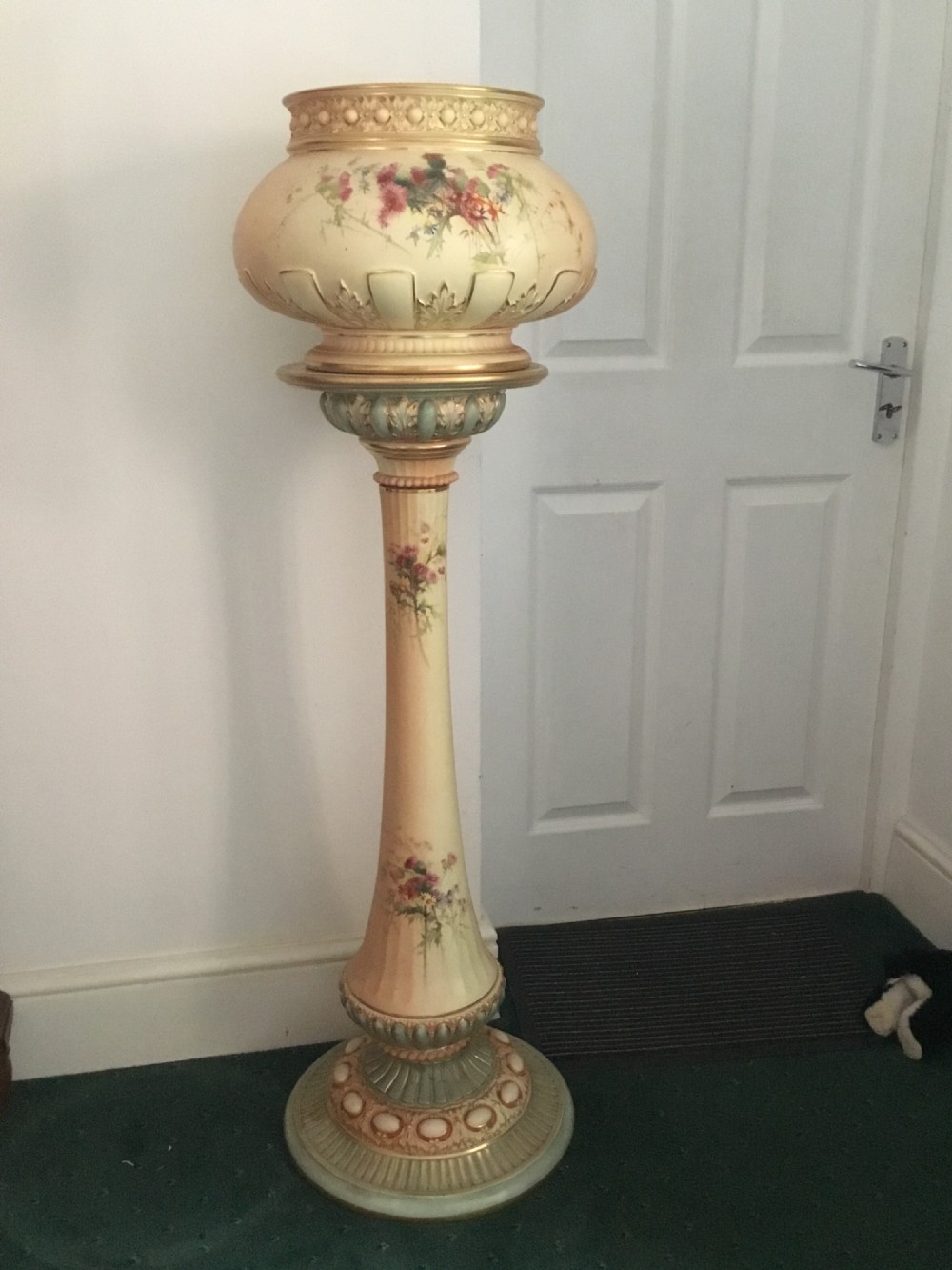 Royal Worcester jardiniere on stand by Edward Raby