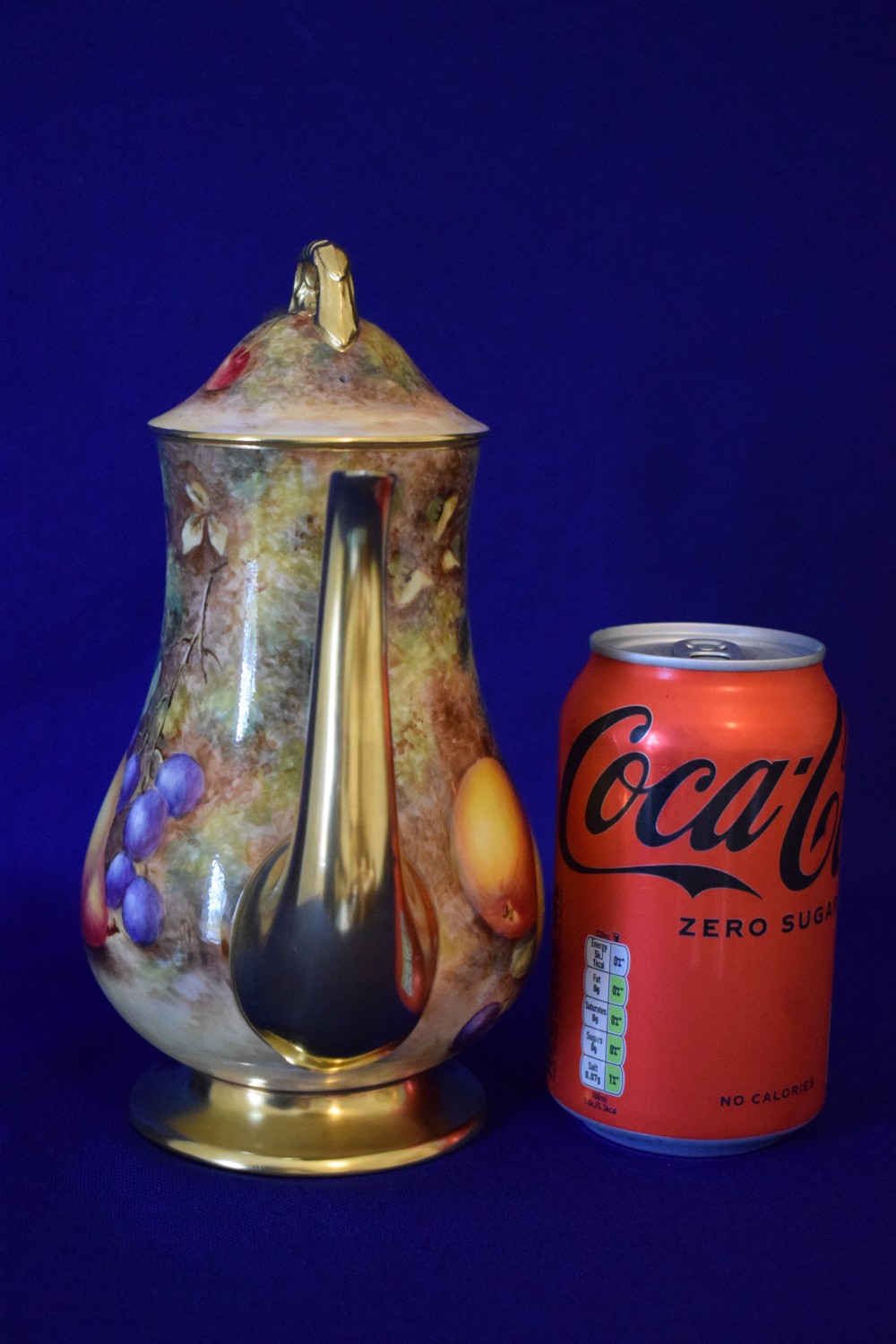 Royal Worcester painted fruit coffee pot and lid View III