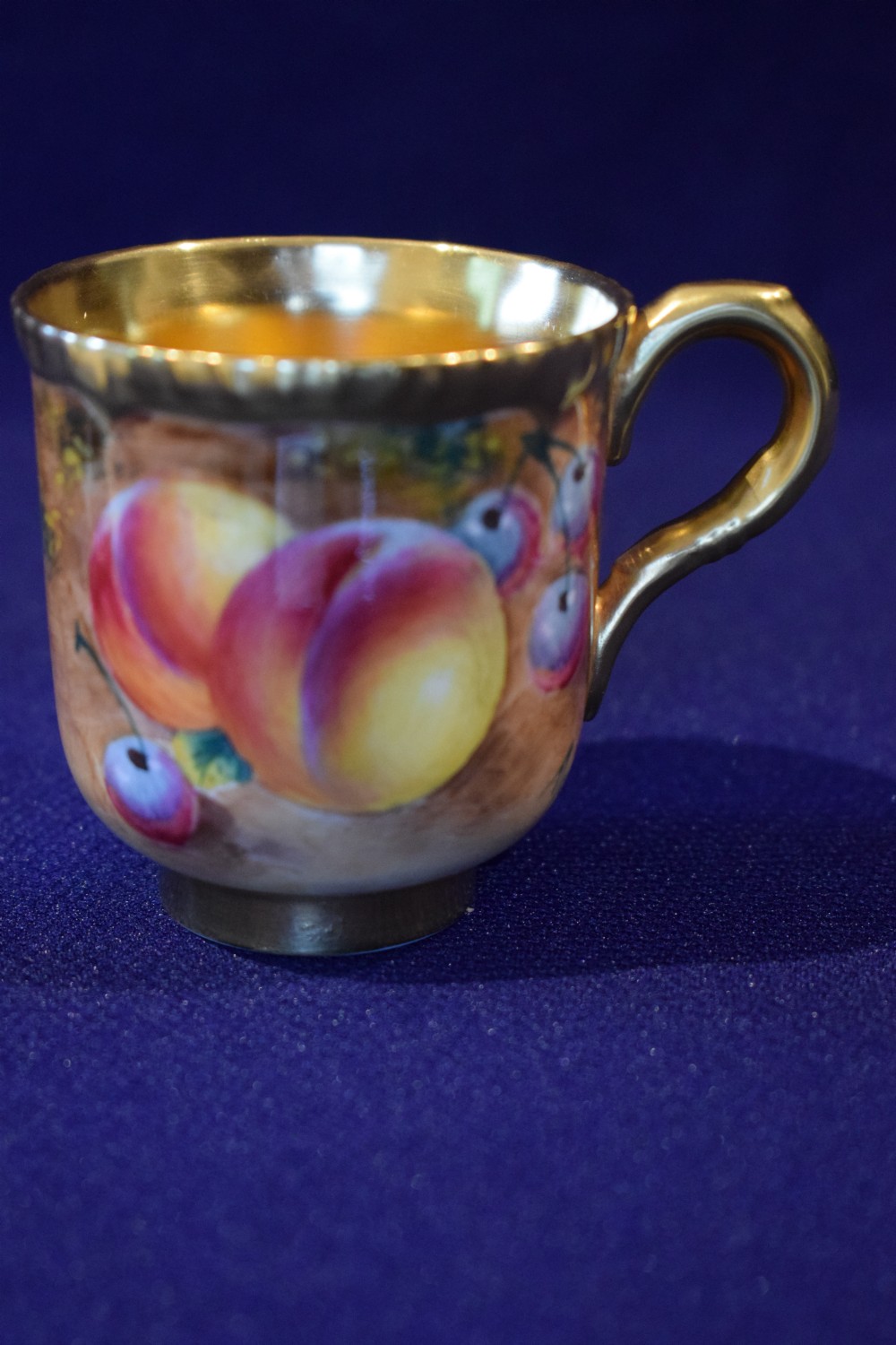 Royal Worcester painted fruit rope edge coffee cup and saucer View II