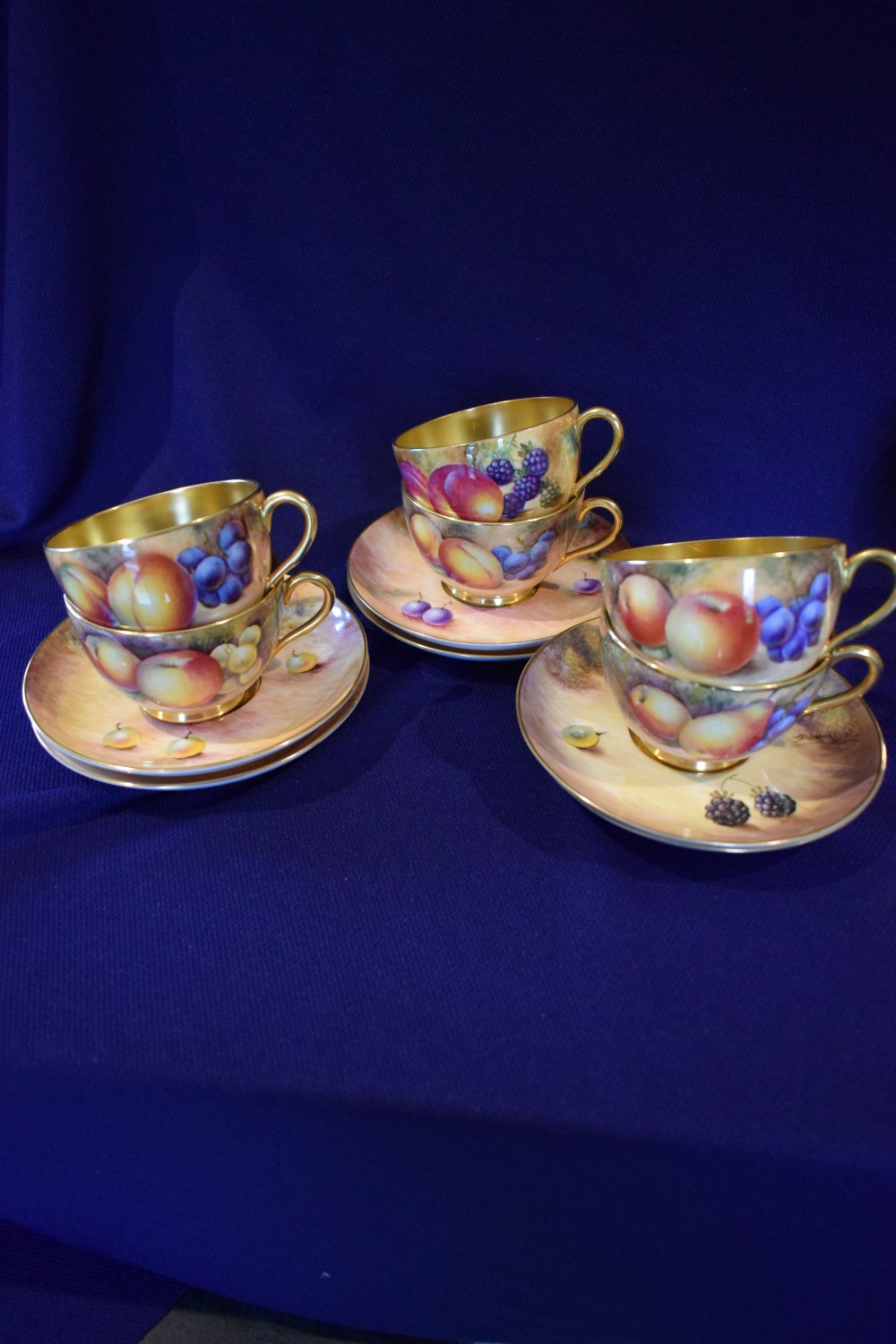 Royal Worcester painted fruit 20 piece tea set all artist signed. View III