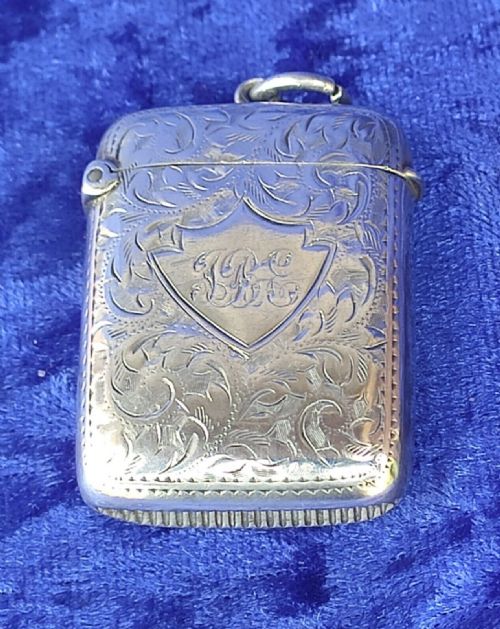 Edwardian Sterling Silver Vesta Case Hallmarked Minshull & Latimer Birmingham 1900