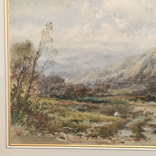 ALBERT POLLITT 1856 1926 ORIGINAL SIGNED WATERCOLOUR LANDSCAPE GILT FRAME - ADDITIONAL PHOTO 2