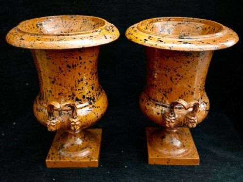 rather wonderful pair of glazed terracotta vases 19001920 - CATEGORY: ANTIQUE CERAMICS - DATED EDWARDIAN