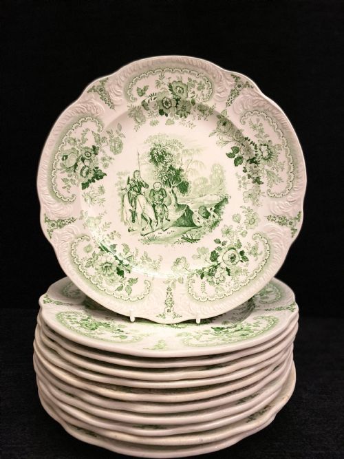 brameld transfer printed don quixote plates set of 10 - CATEGORY: ANTIQUE PLATES - DATED 19TH CENTURY