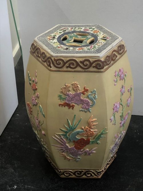 masons ironstone garden seat 1840 - CATEGORY: ANTIQUE CERAMICS - DATED VICTORIAN