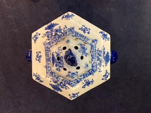 LARGE DIMMOCK FLOW BLUE TEMPLE VASE AND COVER 185060 - ADDITIONAL PHOTO 4