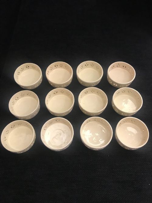 SET OF 12 PIERCED CREAMWARE GLASS COASTERS 1780 - ADDITIONAL PHOTO 1