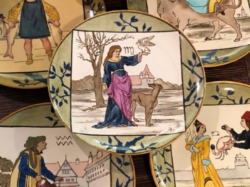 SET OF 12 MINTON ZODIAC PLATES BY HENRY STACEY MARKS 1873 - ADDITIONAL PHOTO 1