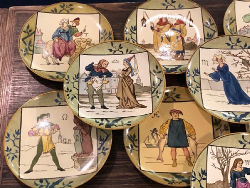SET OF 12 MINTON ZODIAC PLATES BY HENRY STACEY MARKS 1873 - ADDITIONAL PHOTO 2