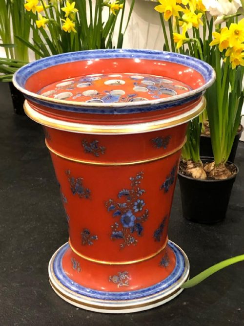 an extremely rare pearlware wedgwood flowblue clobbered potpourri circa 1840 - CATEGORY: ANTIQUE CERAMICS - DATED VICTORIAN