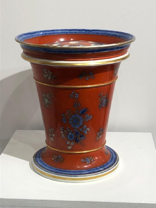 AN EXTREMELY RARE PEARLWARE WEDGWOOD FLOWBLUE CLOBBERED POTPOURRI CIRCA 1840 - ADDITIONAL PHOTO 4