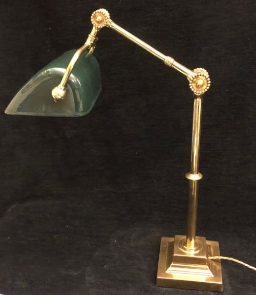exquisite duckdill brass lamp with square base 1900 - CATEGORY: ANTIQUE LIGHTING - DATED 1900