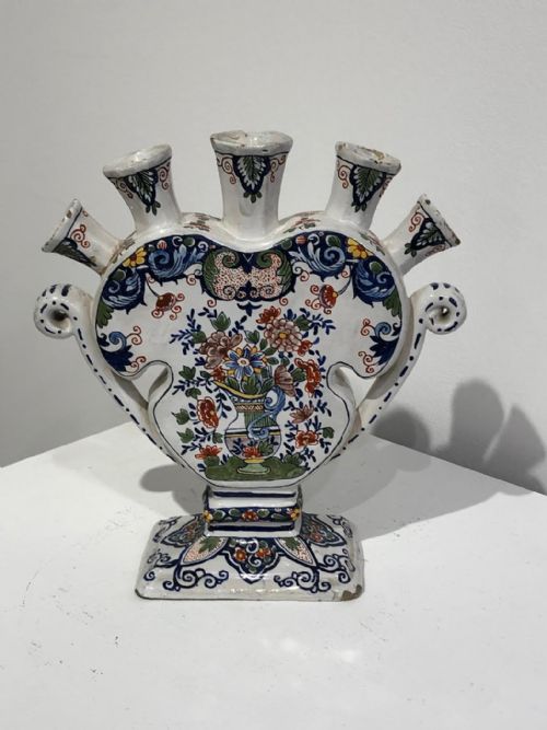 rare dutch delft polychromed tulipiere 17401760 - CATEGORY: ANTIQUE CERAMICS - DATED 18TH CENTURY