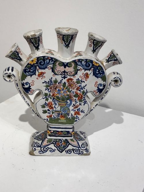 RARE DUTCH DELFT POLYCHROMED TULIPIERE 17401760 - ADDITIONAL PHOTO 4
