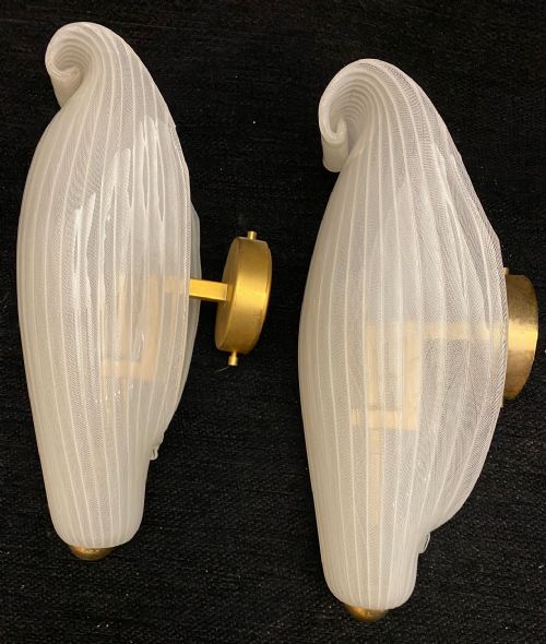 RARE PAIR OF ITALIAN GLASS WALL LAMPS 1920 - ADDITIONAL PHOTO 1