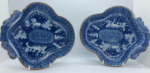 pair of pearlware greek pattern dessert shapes 1810 - CATEGORY: ANTIQUE CERAMICS - DATED 19TH CENTURY