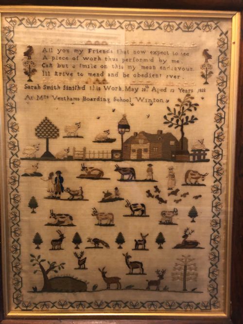 rare silk sampler 1822 - CATEGORY: ANTIQUE MISCELLANEOUS - DATED 19TH CENTURY