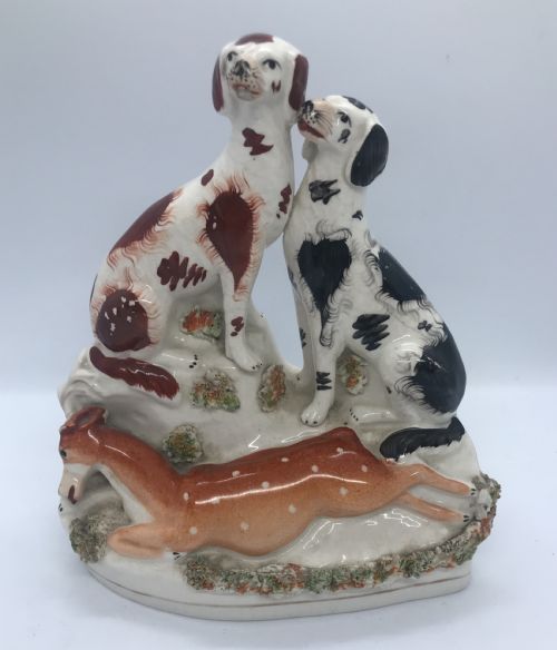 RARE STAFFORDSHIRE DOG GROUP 1860 - ADDITIONAL PHOTO 1