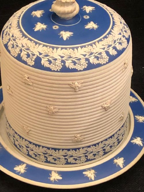 RARE JASPERWARE STILTON CHEESE DOME AND STAND 1860 - ADDITIONAL PHOTO 6