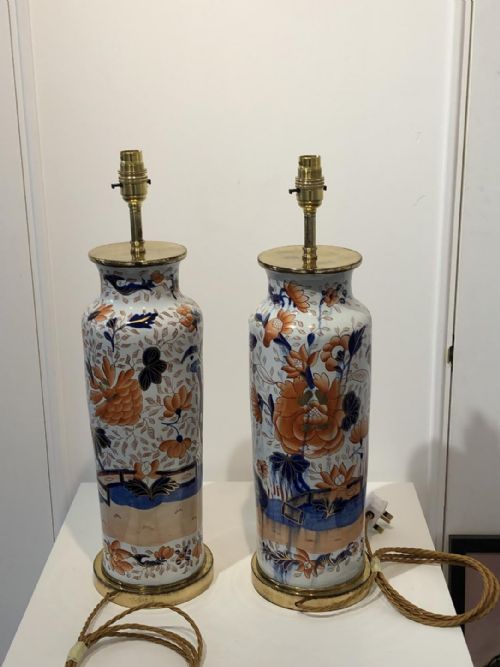 PAIR OF LARGE MASONS IRONSTONE VASES CONVERTED TO LAMPS 18131820 - ADDITIONAL PHOTO 4