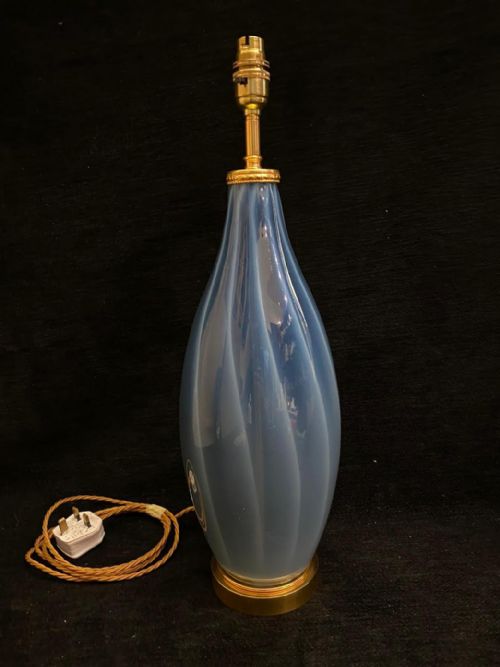 PAIR OF STUDIO GLASS BOTTLE VASES CONVERTED TO LAMPS 1920 - ADDITIONAL PHOTO 2