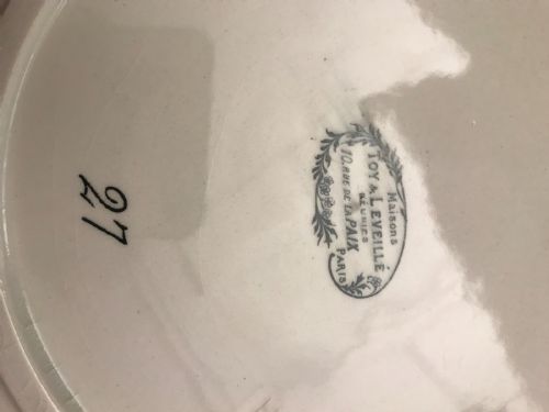EXQUISITE FRENCH HANDPAINTED CREAMWARE PLATES 1910 SET OF 12 - ADDITIONAL PHOTO 9