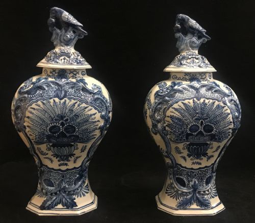 large pair of delft vases 18501860 - CATEGORY: ANTIQUE VASES - DATED VICTORIAN