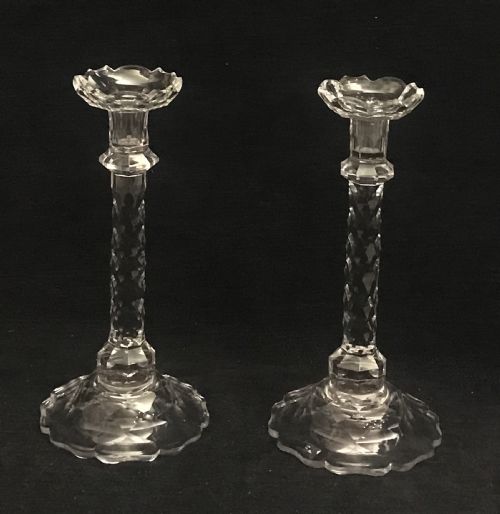 large pair of english cut glass candle sticks 18401850 - CATEGORY: ANTIQUE LIGHTING - DATED VICTORIAN