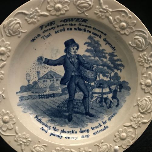 RARE PEARLWARE CHILD'S PLATES 1820 SET OF 4 - ADDITIONAL PHOTO 1
