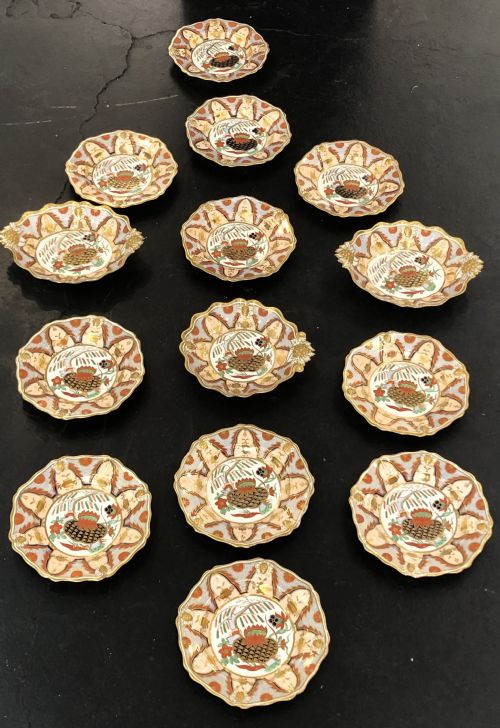 PORCELAIN DESSERT SERVICE IN WATERLILY PATTERN 1810 - ADDITIONAL PHOTO 1